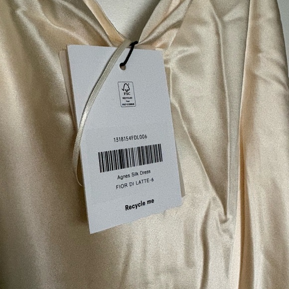 NEW NWT Reformation Agnes Silk Maxi Dress Fior Di Latte Cream NWT - Picture 9 of 11
